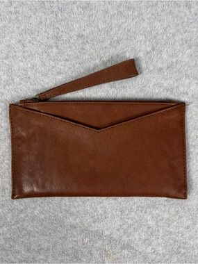 RACHEL Rachel Roy Brown Leather Card Wallet Wristlet
